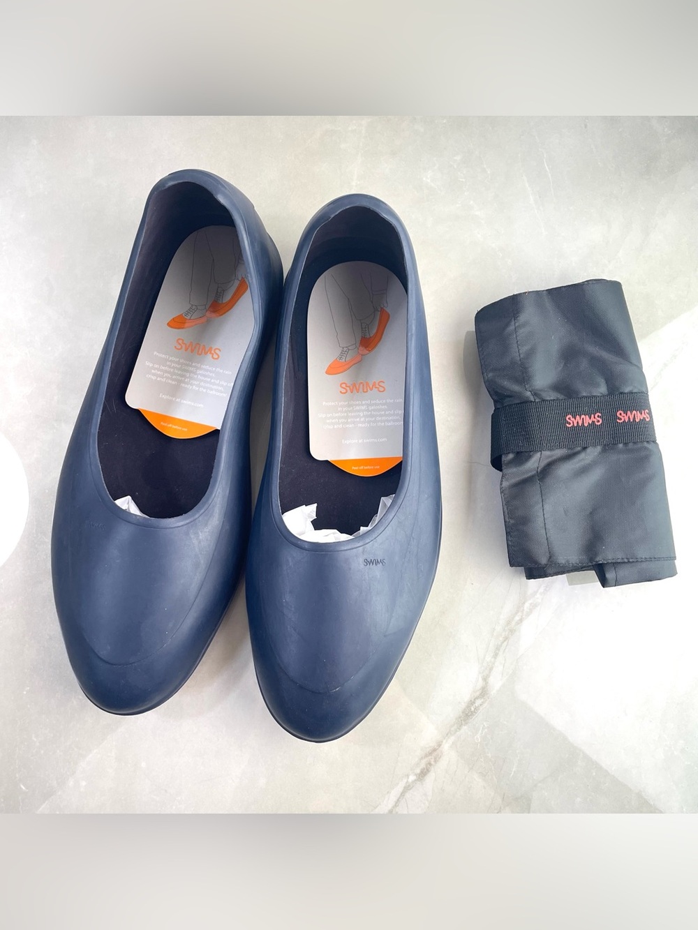 SWIMS Classic Galosh Waterproof Shoe Covers, XL navy blue mens size 10 11 (2A)